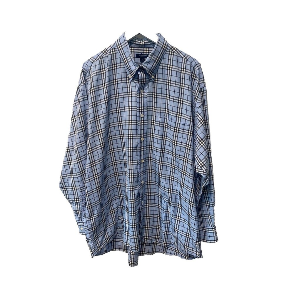 Burberry London Blue Novacheck Print Men's Button Down Dress Shirt XL